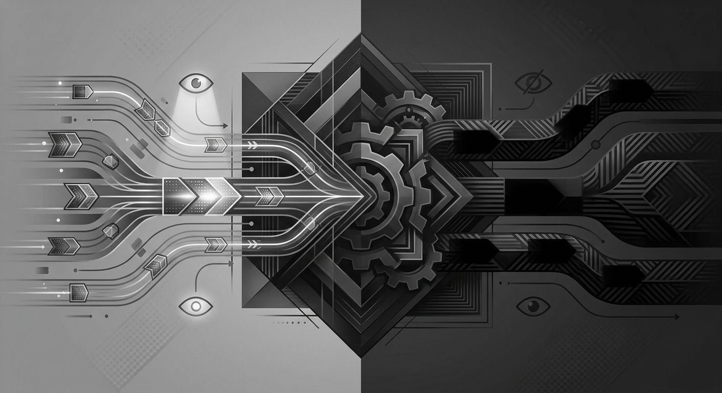Two TLS ClientHello handshakes side by side, one in plaintext with a visible SNI field, one encrypted with the hostname obscured